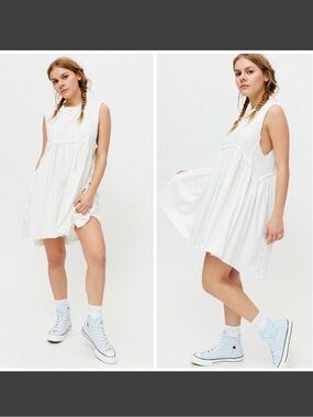 Urban Outfitters | Dresses | Urban Outfitters Hanna Embroidered Scalloped  Babydoll Dress M Coquette | Poshmark